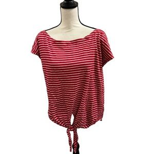 NAUTICAL STYLE FRONT TIE BLOUSE